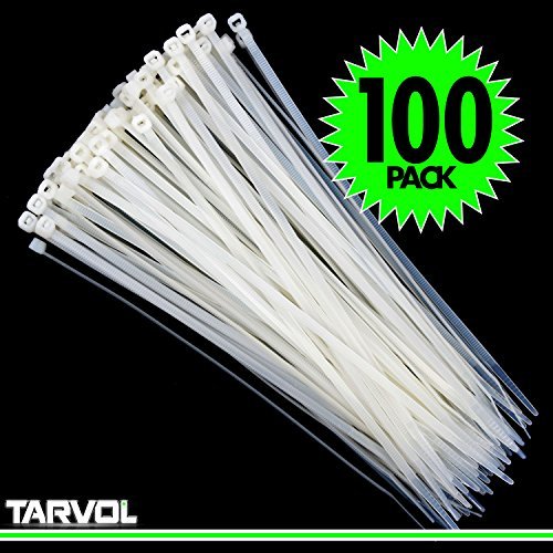 Tarvol Nylon Zip Ties (Pack of 100) 8 Inch with Self Locking Cable Ties (White)