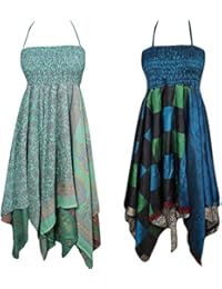 Lot Of 2 Hazel Womens Halter Dress Handkerchief Hem Two Layer Beach Summer Dresses S/M