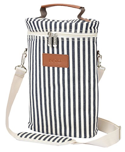 image for Kato Insulated Wine Tote Bag - 2 Bottle Travel Padded Wine/ Champagne 