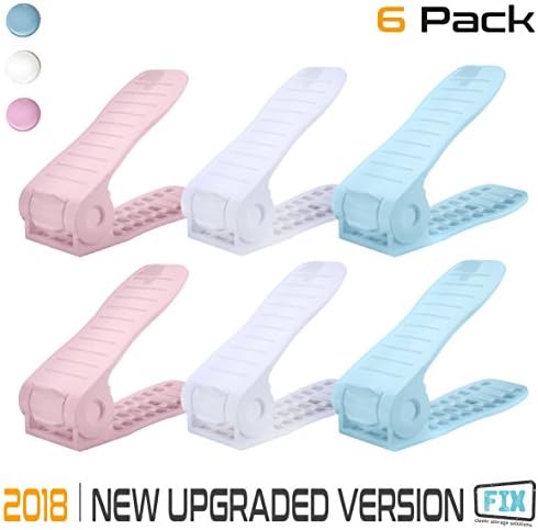 FIX Shoe Slots - Adjustable Shoe Organizer Space Saver Storage Rack Holder Double shoe rack , No Assembly Required , 6 Piece Set (Variety Pack)