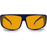 FreeMascot Professional OD 6+ 190nm-490nm Wavelength Violet/Blue Laser Safety Glasses for 405nm, 445nm, 450nm,473nm Laser