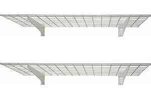 Hyloft 00967 2-Pack Heavy Duty Steel Garage Shelving, 45”x 15” Wall Mounted Shelve,Max Shelf Load 200 Pounds, White Powder Coated
