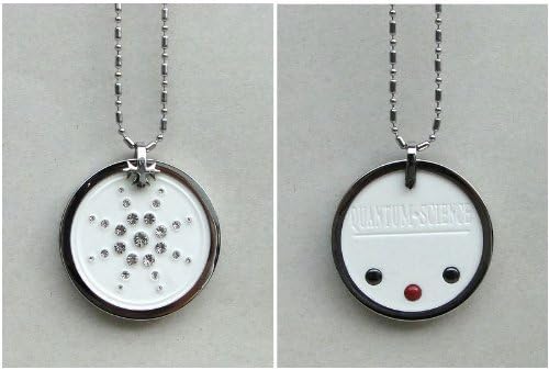 QBP Scalar Energy Scalar Energy Pendant Dark Gray w/Clasp Ring Necklace and Crys