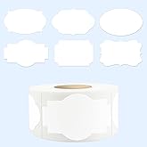 350 PCS Gift Tags Stickers Name Labels Stickers,2" x 1.2" Fancy Shape Stickers Self-Adhesive Handmade Bottle All-Purpose Jar Labels for Presents Cosmetic Decoration Jars Food Craft (White)