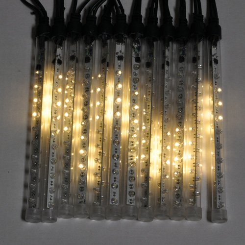 LED Mini Snowfall Light Tubes, Double Sided, 1/2 Diameter X 8 Inches Long (12 Tubes Plus Adapter), Warm White LEDwholesalers 2061ww