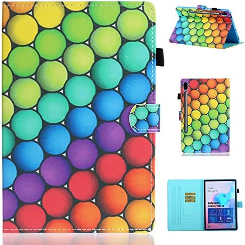 Case for Galaxy Tab S6 10.5 inch 2019 Tablet, Multi-Angle Viewing Folio Stand Cases Auto Sleep/Wake Magnetic Cover, PU Leather Smart Flip Case with Cute Design Model SM-T860/T865 (Rainbow Circle)