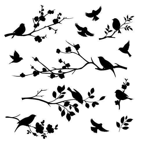 Set of Birds Reusable Stencil A3 A4 A5 & Bigger Sizes Shabby Chic Modern / Bird2 (PVC Reusable Stencil, S Size - 70 x 70 cm, 27.5 x 27.5 in)