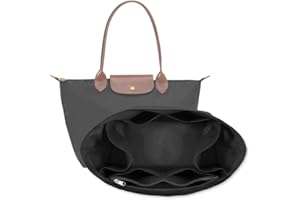 DOSIBAG Waterproof Premium Nylon Purse Organizer Insert for Longchamp Le Pliage Handbags (Black, Large)