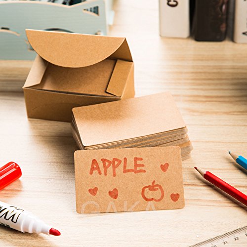 100Pcs Blank Cards Kraft Note Paper Business Cards Vocabulary Word Card Message Card DIY Gift Card Blank Paper Tagsï¼ˆWood colorï¼‰
