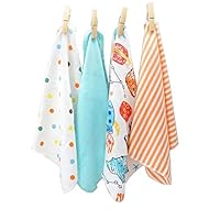 CuteOn 4 PCS Reusable Newborn Baby Washcloth Feeding Wipe Cloth Mini Baby Towels Blue 11.02" x 11.02"