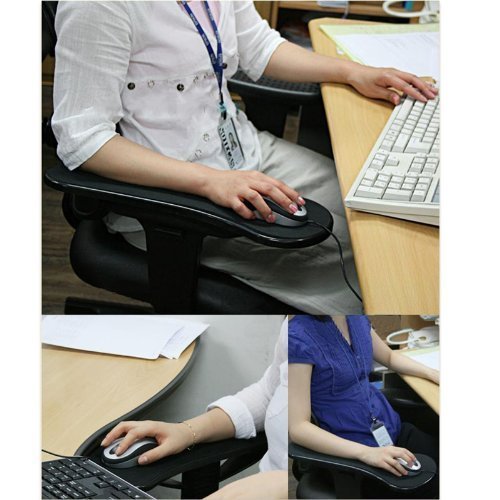SKYZONAL Ergonomic Adjustable Computer Desk Extender Arm Wrist Rest Support/Mouse Pad Desk Chair System Computer Armrest Wrist Rest Black - Thumbnail 4