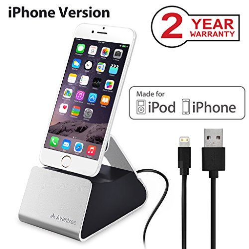 Avantree iPhone Lightning Charging Dock Station, Aluminum Charger Stand Cradle for iPhone X, 8, 8 Plus, 7, 6s, 6, iPod Touch [Apple MFi Certified Sync Charge Cable Included]