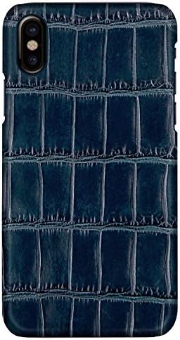 KEBE Classic Crocodile Belly Leather Luxury Case Lightweight Hardshell Back Shockproof Cover Case for IPhone X 5.8 Inch Dark Blue