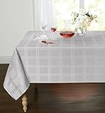 Spill Proof/Stain Resistant Plaid Tartan Fabric Tablecloth by GoodGram - Assorted Colors & Sizes (60 in. W x 102 in. L Oblong, Gray)