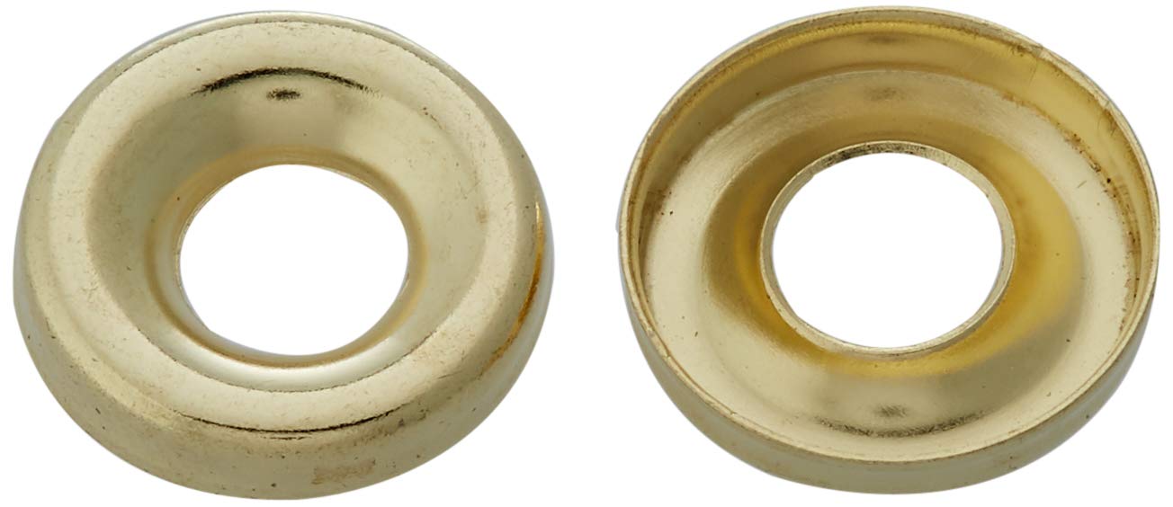 Merriway BH01982 (100 Pcs) EB Surface Cup Finishing Washer for No. 10 Screws, Brass Plated - Pack of 100 Pieces