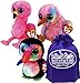 Ty Beanie Boos Tropical Birds Kiwi (Multi-Colored), Beaks (Toucan) & Gilda (Flamingo) Gift Set Bundle with Bonus Matty's Toy Stop Storage Bag - 3 Pack