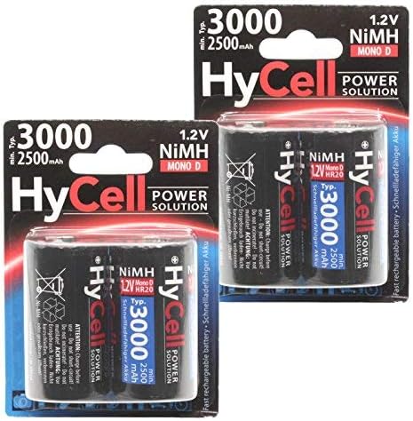 HYCELL D 3000mAh Rechargeable Batteries (Pack of 4)