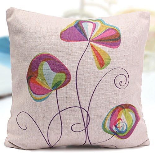 LOVEPreferred 18x18 Inch Retro Decorative Cotton Linen Square Cushion Throw Pillow Case for Sofa Simple Home Decor Cotton Linen Colorful Simple Plant