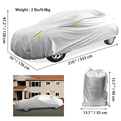 Acelane Car Covers Sedan Cover Outdoor Indoor Storage All Weather Vehicle Cover All Season UV Protection Waterproof Windproof Snowproof Dustproof Full Car Covers 6 Layers Universal Fit Up to 209''/244