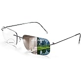 KISSOUL Rimless Photochromic Bifocal Reading Glasses Blue Light Blocking Readers Lightweight Transition Sunglasses Man Woman