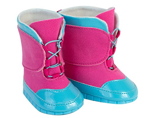 18 Inch Doll Snow Boots, Detailed Blue and Pink Snow Boots for Dolls