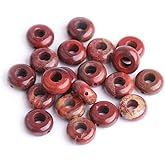 GEM-Inside 20 Pcs 10mm Rings Natural Red Jasper Stone Rondelle Donuts Spacer Beads for Jewelry Making Beads Power Energy Chakra Stone