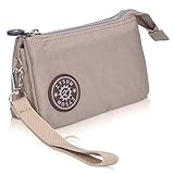 ZYSUN Womens Nylon Small Little Clutch Card Money Handbag Purse Wristlet Bag(605,nude)