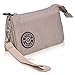 ZYSUN Women's Casual Nylon Wristlet Bag Multilayer Zipper Purse Clutch Handbag (Beige)