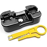 NECABLES Keystone Jack Punch Down Stand and Small Plastic Punchdown Tool with Stripper