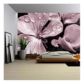 Flower with Raindrops - Removable Wall Mural | Self-Adhesive Large Wallpaper - 66x96 inches
