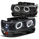 Chevy Chevrolet Silverado Halo Led Proj Headlights, Bumper Lights Black