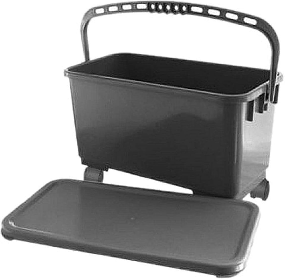 HUB City Industries 6GMFB Gray Bucket with Wheels and Snap On Lid, 18" x 9", 6 gal