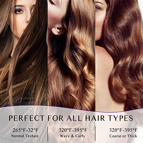 AmoVee Pro Hair Straightener 2 in 1 Flat Iron Curling Iron with Adjustable Temperature for All Hair Types, 1 Inch, Comes with Hair Comb & Clips
