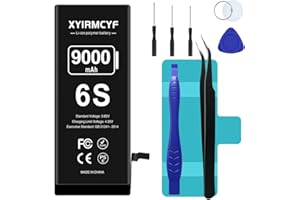 XYIRMCYF 9000mAh Super Capacity Battery Compatible with iPhone 6S, 0 Cycle Li-Polymer Replacement Battery for iPhone 6S, with Professional Repair Tool Kit