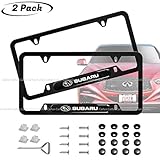 2pcs for Subaru License Plate Frame 3D Polyurethane Logo Matte Aluminum License Plate，with Screw Caps, License Plate Covers Fit Subaru All Models