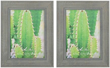 Aike Home Photo Picture Holder Frame Display Table Grey Wash Wall Mount Hangers Easel Included 5x7 Inch 2 Pack Display Horizontally or Vertically