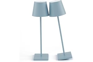 AOCELEY 2 Packs Rechargeable LED Table Lamp,Outdoor Cordless Table Lamp Waterproof Portable, Stepless Dimmable Modern Lamp for Restaurant/Bedroom/Outdoor (Blue)