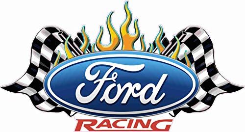 Ford Racing Flags Decal Sticker, Bumper Sticker, Back Windows, Cars, Trucks, Laptops (6" x 3")