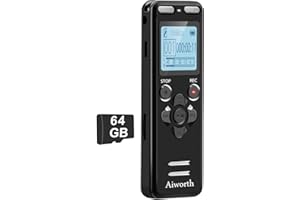 72GB Digital Voice Recorder Voice Activated Recorder for Lectures Meetings - aiworth 5220 Hours Sound Audio Recorder Dictaphone Recording Device with Playback,MP3 Player,Password,Variable Speed