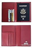 RFID Passport Holder, Leather RFID Blocking Passport Case Cover Holder