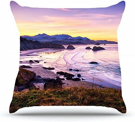 Jarrod Throw Pillowcase 18 x 18 Inches Cotton Pillow Cover Case with Hidden Zipper Decor Cushion Covers - Nature Beaches Cannon Beach Oregon sunset landscape For Outdoor