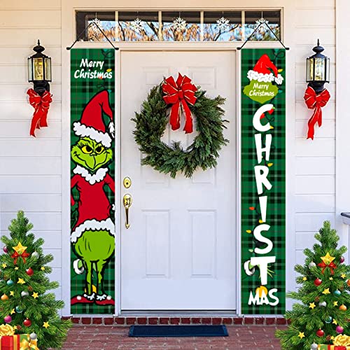 Christmas Porch Sign Aofuery Christmas Door Banner Christmas Door Decorations Hanging Banner Decoration Indoor Outdoor,X-Max Yard Sign Banner for House Door Office Living Room Wall Party 70.8\