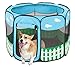Pet Portable Foldable Play Pen Exercise Kennel Dogs Cats Indoor/outdoor tent for small medium large pets Animal Playpen with Pop up mesh cover great for travel LARGE,BLUE/GREEN
