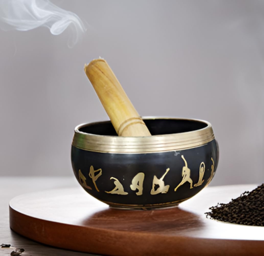 Purpledip Bell Metal Singing Bowl 'Yogi': Buddhist Tibetan Musical Instrument for Meditation Prayers (12041)