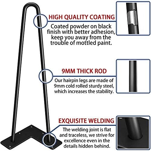 WINSOON 41cm Hairpin Table Legs 4PCS Max Support 450lbs with Protector Feet Mid-Century Modern Style for Furniture Legs Coffee Table Legs - Image 5