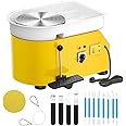 Pottery Wheel Pottery Forming Machine 25CM 350W Electric Pottery Wheel with Foot Pedal DIY Clay Tool Ceramic Machine Work Clay Art Craft (Yellow)