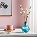 CASAMOTION Glass Vases for Flowers Blown Art Glass Mini Bud Decor Blue 5.3 inch Height