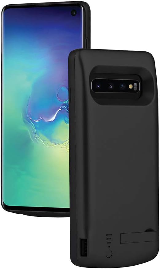 ANERNAI Compatible with Samsung Galaxy S10e Battery Case, Hard 5000mAh Rechargeable Backup Charger Kickstand Shock Absorption Heavy Duty Protection Cover (Black)