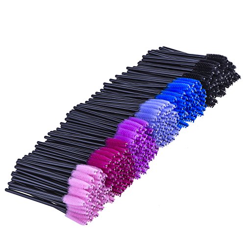eBoot 300 Pieces Multicolor Disposable Mascara Wands Eyelash Eye Lash Brush Makeup Applicators Kit, 6 Colors