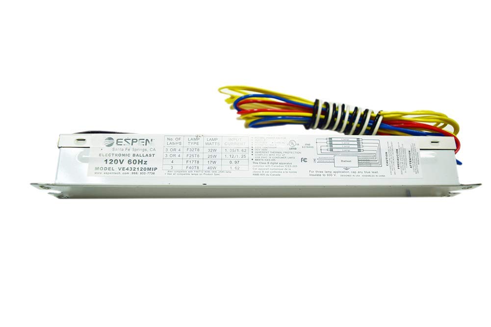 Espen 3 or 4 Lamp T8 Electronic Ballast: VE432120MIP